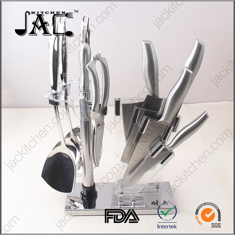 Professional Stainless Steel Kitchen Knife Set With Acrylic Stand