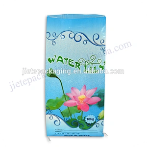 Virgin plastic bopp laminated 10kg pp woven rice bag with D handle size 35*58cm