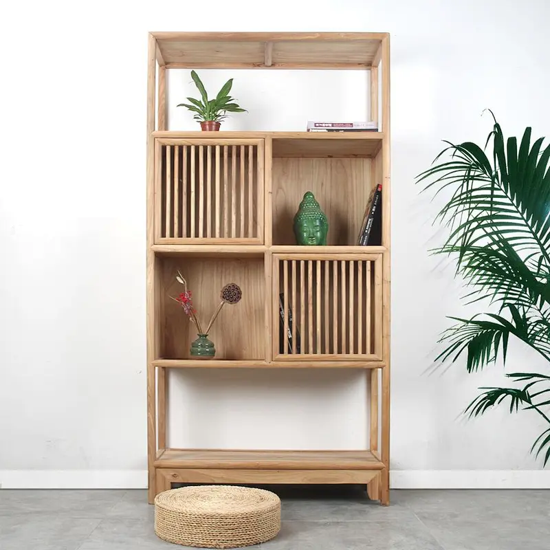 chinese antique natural reclaimed wooden bookcase furniture