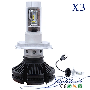Lightech High Quality X3 Fanless LED Headlight H4 50W 8000LM H4 H13 High Low Brightness Headlamps 12v 24v For all universal car