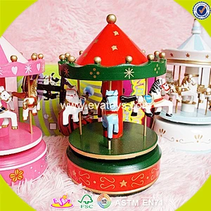 wholesale baby wooden merry go round music box best sale kids wooden merry go round music box W02A037