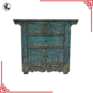 chinese antique distressed storage old lacquered living room furniture