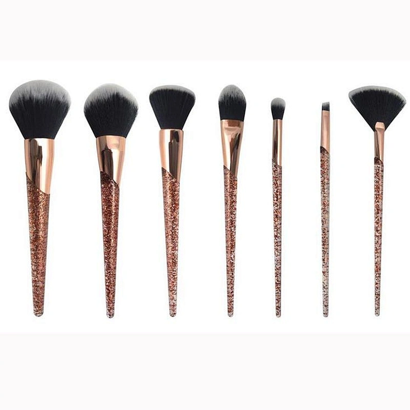 New design cosmetics tools 7pcs professional synthetic hair glitter makeup brush set