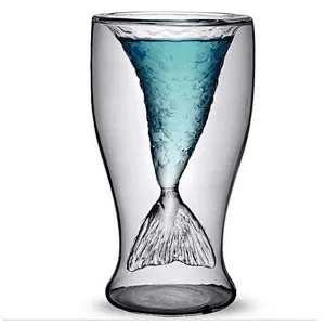 unique double  transparent wine cup for bar beach drinkware