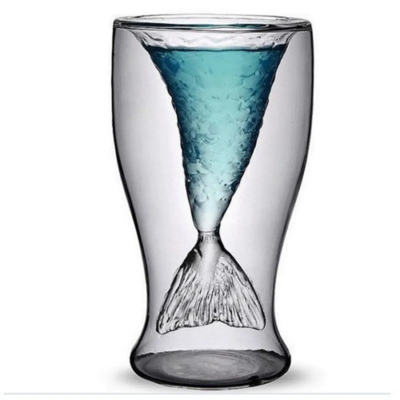 unique double  transparent wine cup for bar beach drinkware