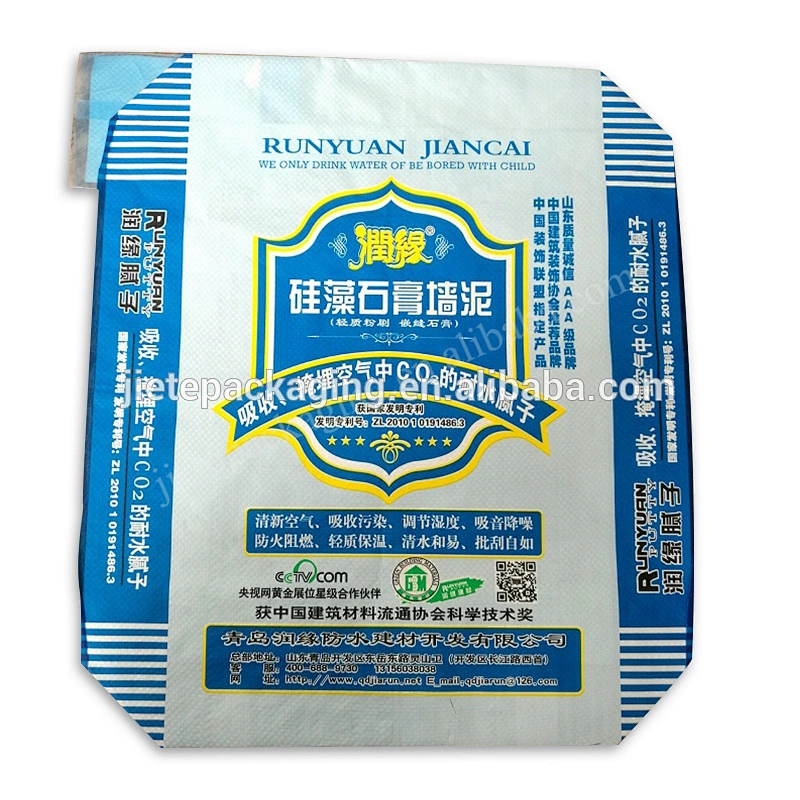 Moistureproof plastic square bottom stand up pp woven cement bag for wall putty powder,ceramic tile adhesive
