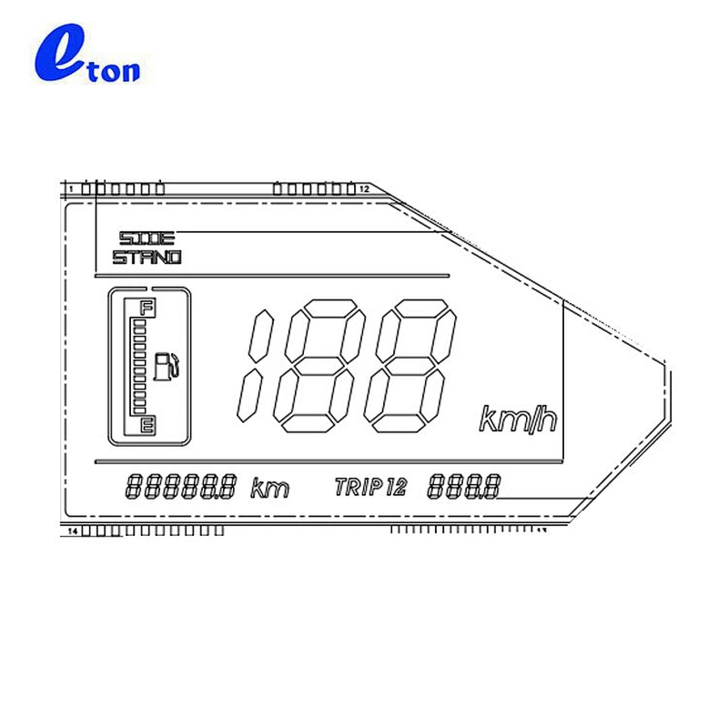 monochrome digital segment motorcycle speedometer lcd display