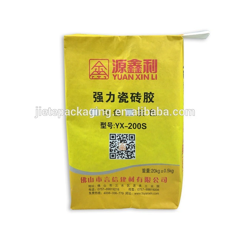 flat square bottom glue kraft paper bag with valve 20kg