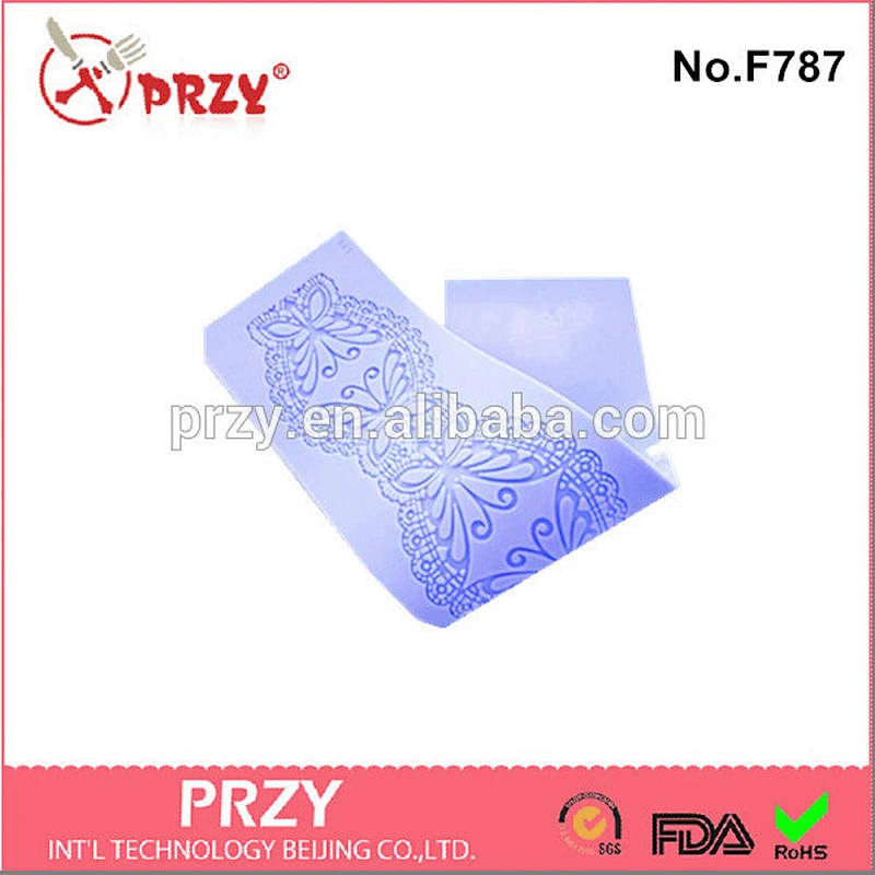 Model F787 Lace textured shape Fondant silicone mold for sale