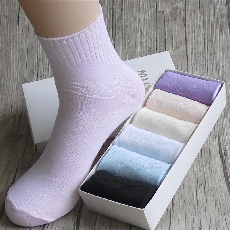 plain white color women cotton socks