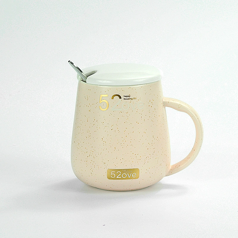High Quality Mixed Order Promotion Customized Logo Color Ceramic Mug Porcelain Coffee Cup With Spoon and Lid
