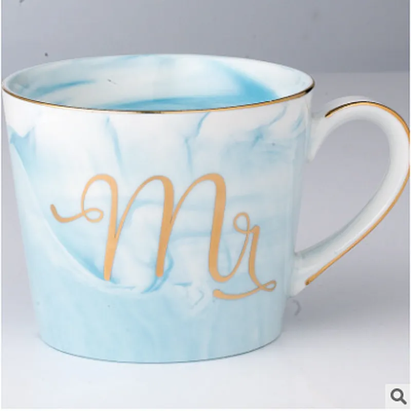 Phnom Penh Round coffee luxury office gift cup couple marble ceramic mug with gold handle