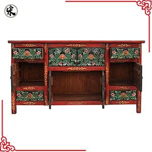 beijing Chinese Antique Tibetan reproduction wood furniture with hand painted