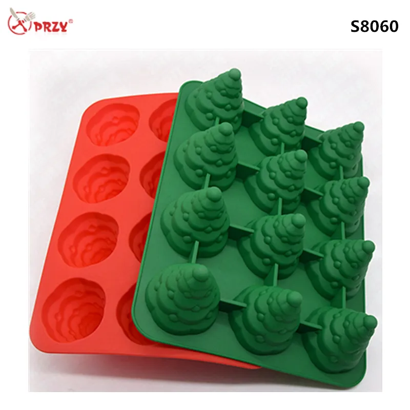 12 Cavity creative Christmas tree silicone Cake molds 100% handmade Silicone Soap mold