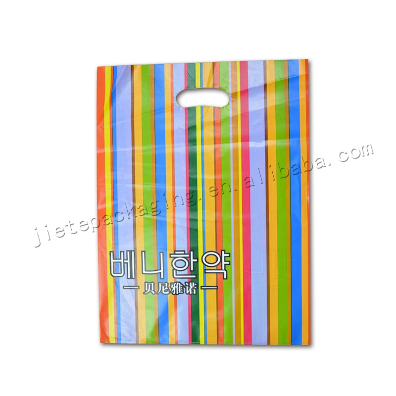 Multicolor fashion gift pe shipping bag with D handle