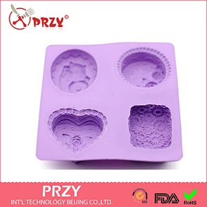 S4077 PRZY Homemade soaps silicone mold 4 even happy birthday rich pig rich combination of Daisy of love