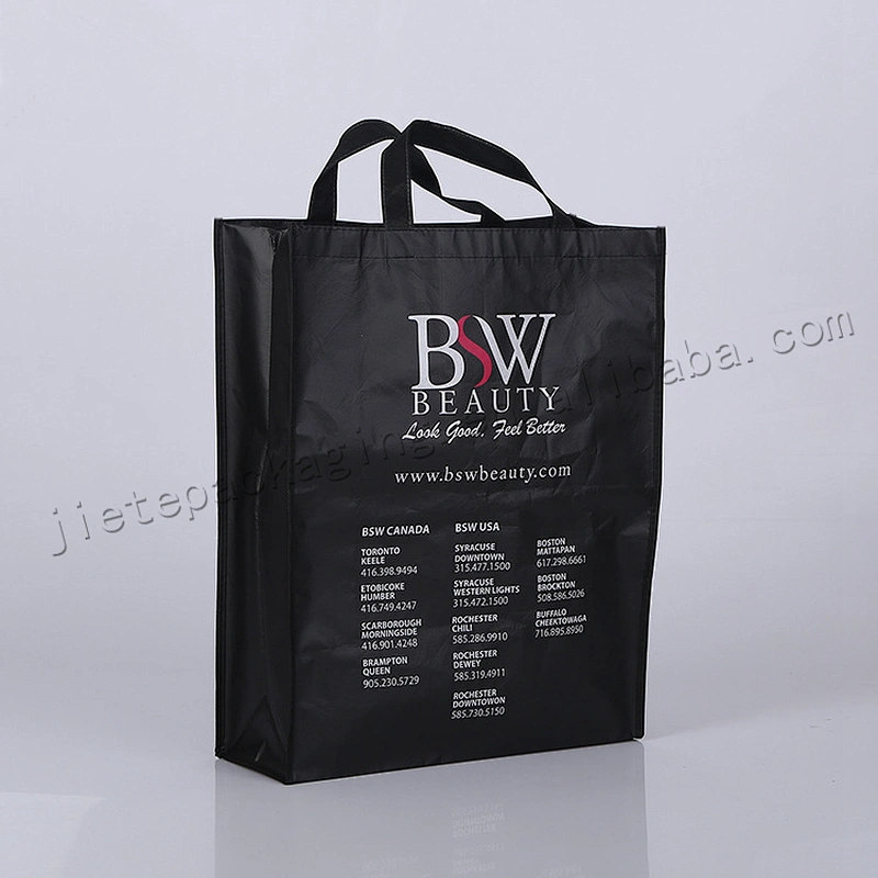 Black plastic non woven carry bag for shoes,clothes