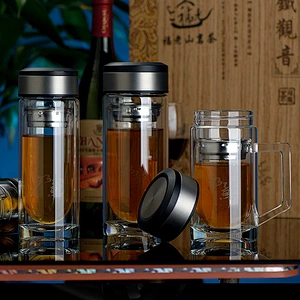 Best selling Product Office Mug Reusable Tea Cup Glass Water Bottle Double Wall Glass