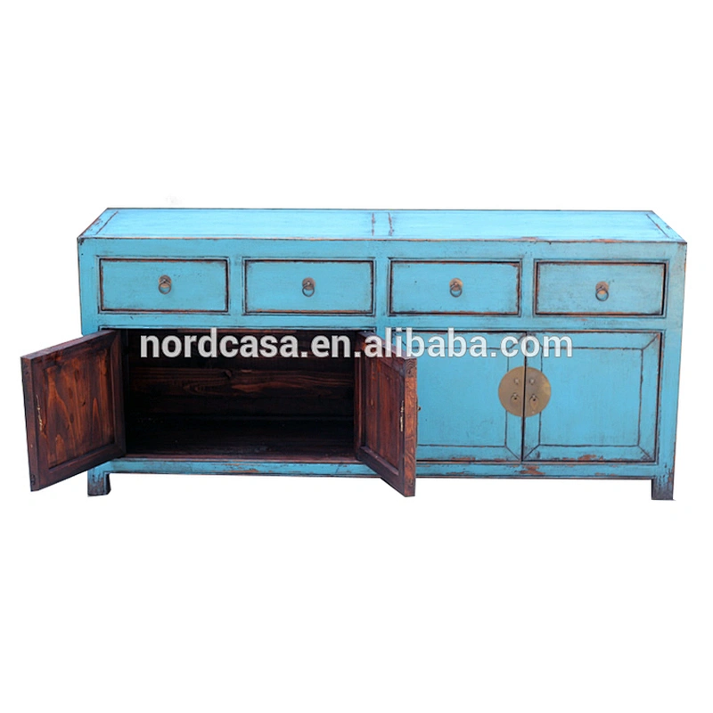 factory price of reclaimed wood chinese antique reproduction blue sideboard