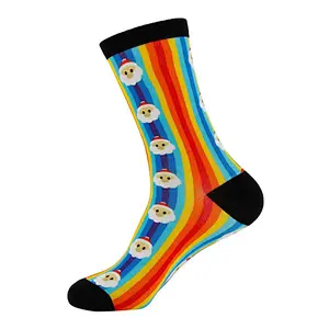 High Technique Digital Printing Crew Sock Christmas Bamboo casual Style  Fashion haqppy Sock  Women