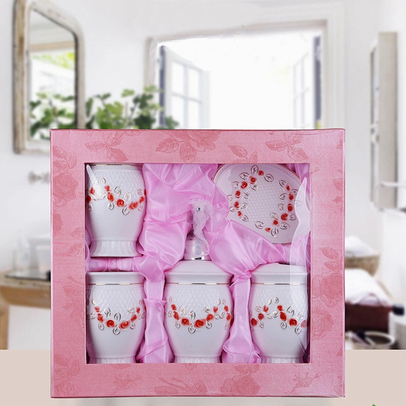 Luxury 5 Pieces of Ceramic Bathroom Accessories Set Simply Bathroom Sanitary Set for Hotel Home Three Pattern