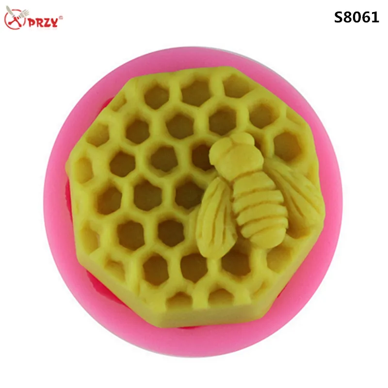 DIY Three-dimensional Bee Honeycomb silicone Fondant cake Mold handmade Silicone Soap Molds