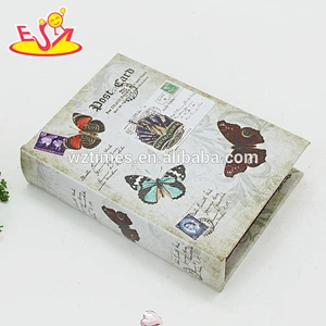 Wholesale white wooden book shape storage box pretty wooden book shape storage box W18A018