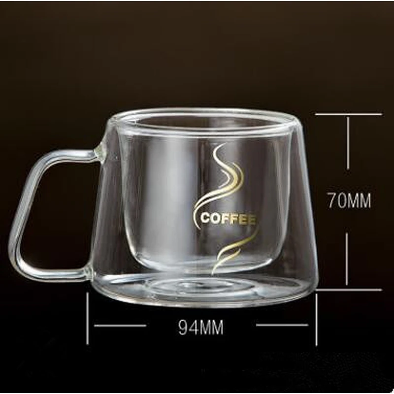 200ml Logo Customized High Borosilicate Heat-resistant Transparent Double Wall Glass Coffee Cup /Creative Coffee Mug
