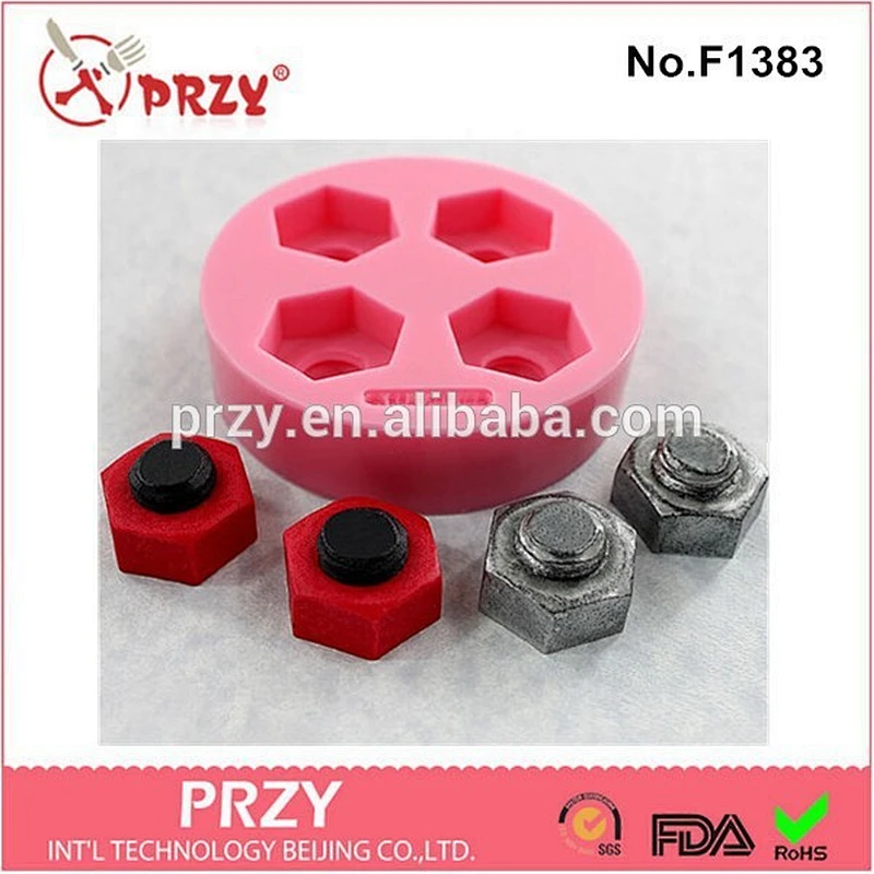 Eco-friendly fondant Nut Bolt resin silicone mold