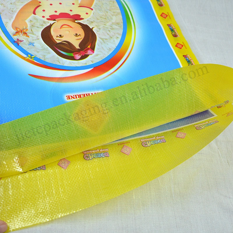 100% polypropylene plastic rice bag 25kg pp woven fabric feed wheat packaging sack