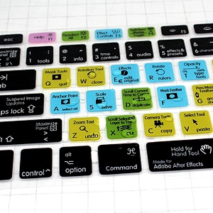 China shortcuts keyboard skin After Effects Functional Spanish silicone key cover For macbook pro 15 inch keyboard