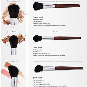 Wood Handle 10pcs Makeup Brush Set Double Ended Lip Brush Eyebrow Brush