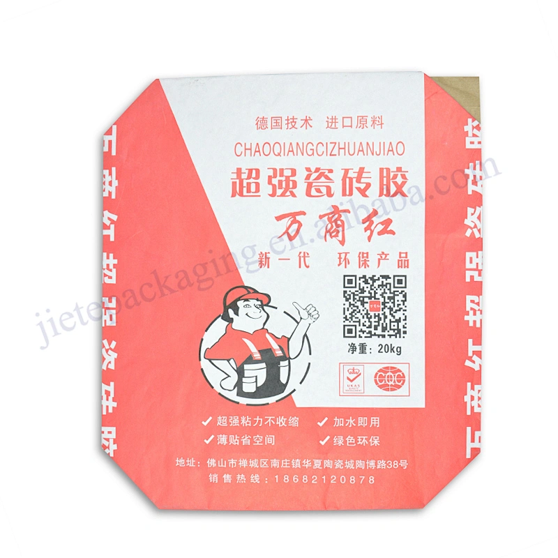 20kg self-closed stand up multilayer kraft paper cement bag for gypsum, glue powder