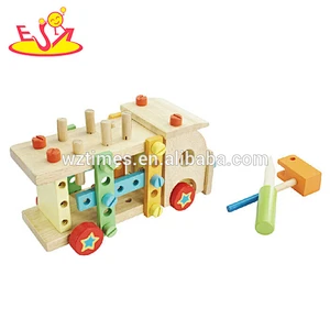 Wholesale high quality wooden assemble car toy for training baby's hand skill W04A255