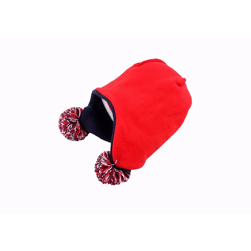Wholesale Winter Kids Hat Fold Beanie Knitting Caps With Lovely Dog And Pom Pom Ball