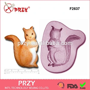 F2637 squirrel Silicone Mold Flexible Food Safe Fondant Chocolate Sugar Mold squirrel shape silicone fondant mold