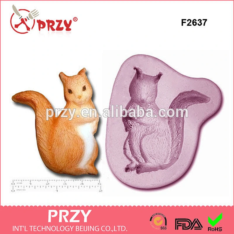 F2637 squirrel Silicone Mold Flexible Food Safe Fondant Chocolate Sugar Mold squirrel shape silicone fondant mold