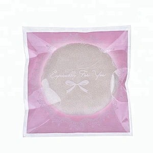 Customized Logo Makeup Blush Powder Puff With Silk Ribbon
