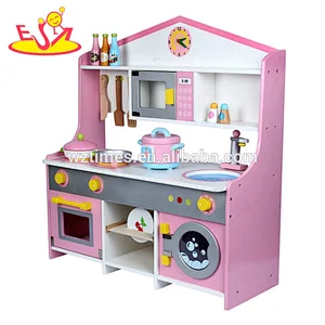 2018 freudige Kinderküche der Spielwaren spielt hölzernes Rollenspiel in rosa W10C379