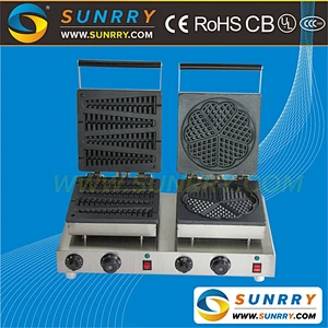 Industrial lolly waffle pressing machine maker and heart shape waffle baker for sale (SUNRRY SY-WM53D)