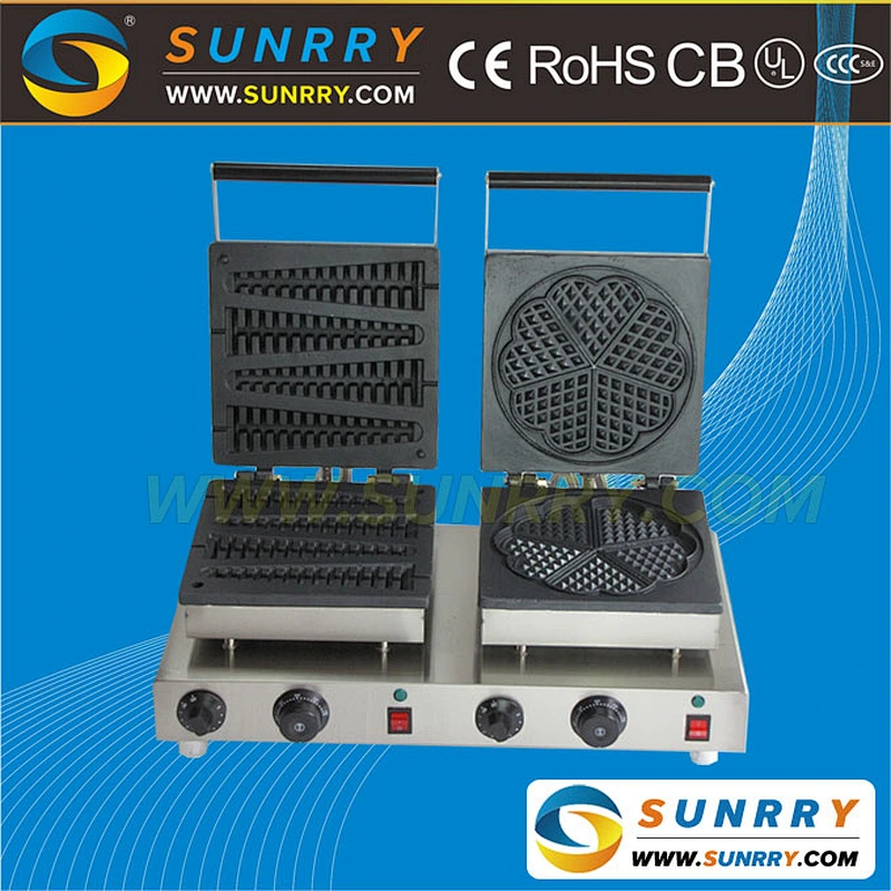 Industrial lolly waffle pressing machine maker and heart shape waffle baker for sale (SUNRRY SY-WM53D)