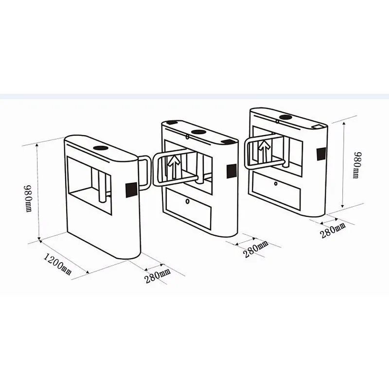 Shopping Mall Automatic Half Height Swing Turnstile With QC Code Reader
