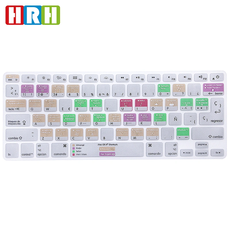 Durable For Mac OSX Hot key Silicone Material Spanish Keyboard Skins silicone keyboard for Macbook Air 13 Cover for macbook