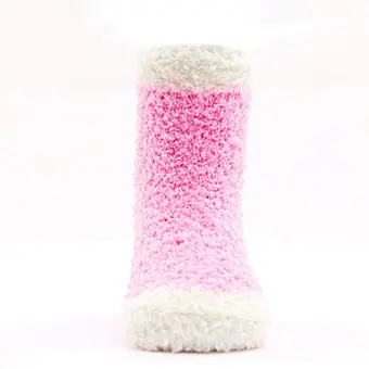 baby colorful double cuff pompoms thick cotton winter socks