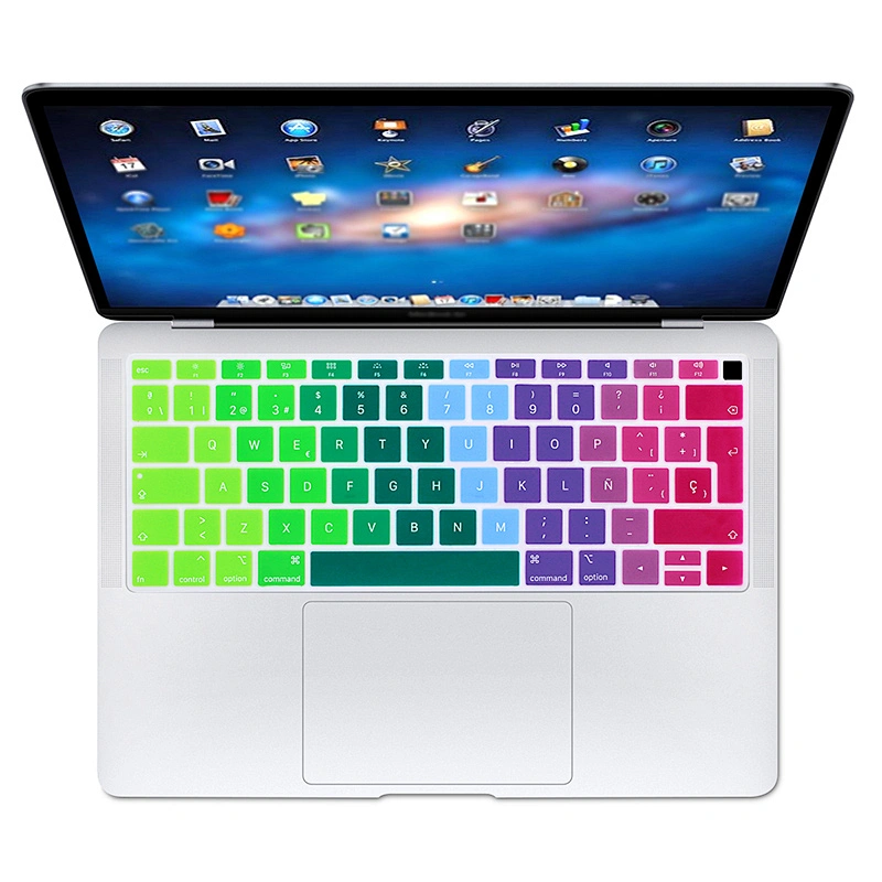 spanish  keyboard cover Rainbow Silicone Keyboard Skin Cover For Macbook Air 13