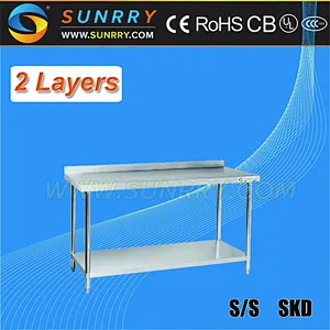 2-Tier kitchen stainless steel dish display work table and sorting table for fashion design (SY-WT79B SUNRRY)