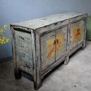 wholesale chinese antique reproduction distressed painted cracked storage furniture