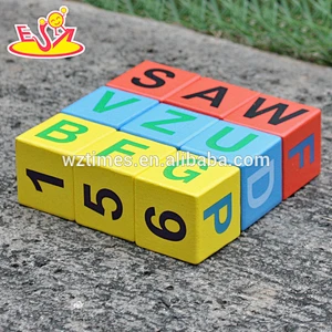 New design educational wooden alphabet blocks for kids W14B071