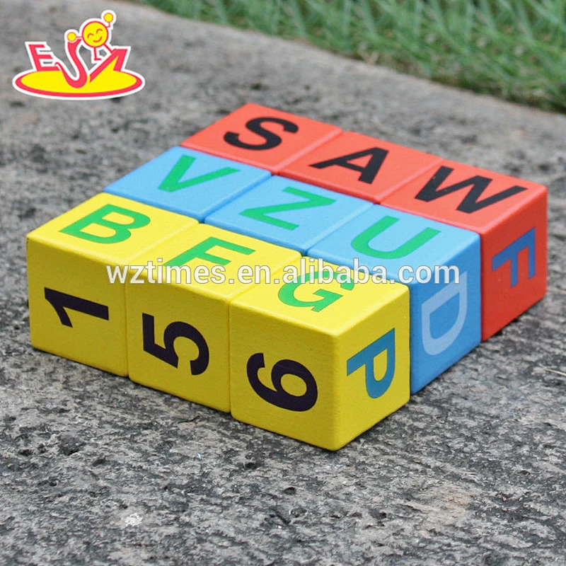 New design educational wooden alphabet blocks for kids W14B071
