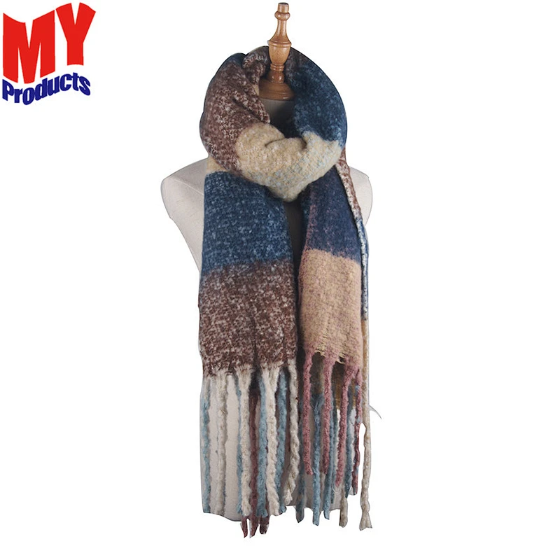Fashion silk scarf winter scarves cable knit yellow scarf tudung